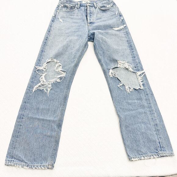 AGOLDE 90's Midrise Loose Fit Denim Distressed Ripped Jeans A069C-811 Size 25 - Picture 2 of 9
